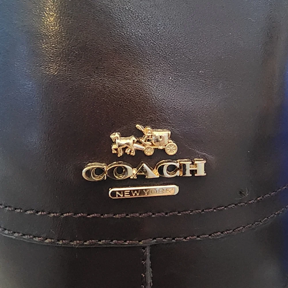 Coach Knee High Brown Leather Boots 7.5B - Picture 3 of 16